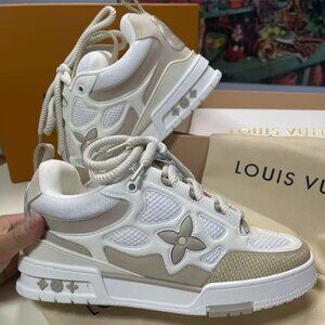 LOUIS VUITTON Skate Round Toe Lace-Up Women's White Brown